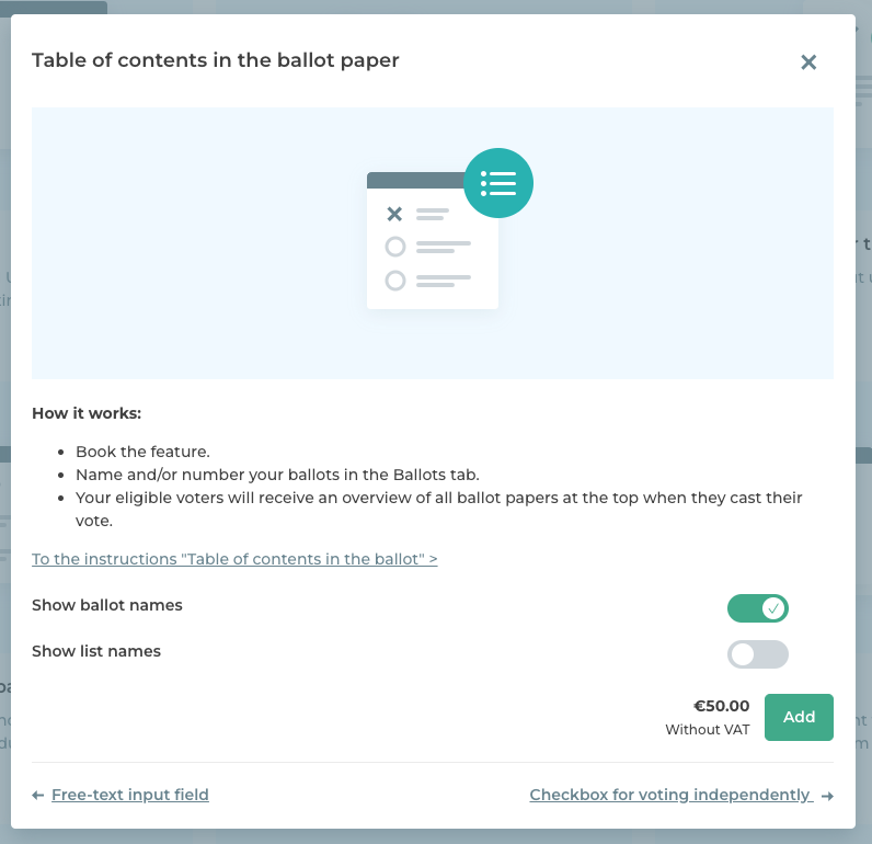 Adding and setting up the feature Table of contents