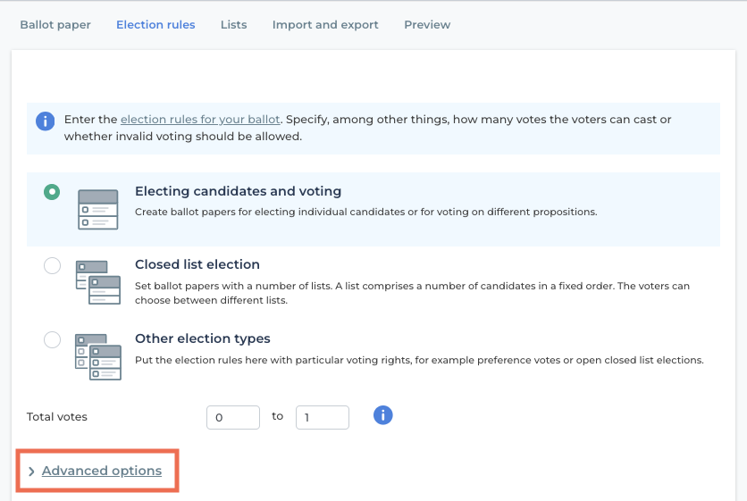 Advanced options - Election Rules