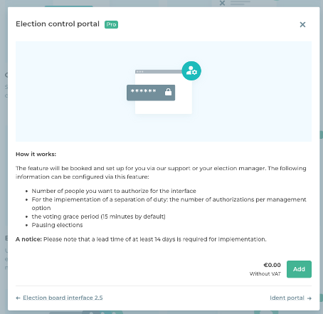 Feature tile of the election control portal in the POLYAS Online Voting Manager.