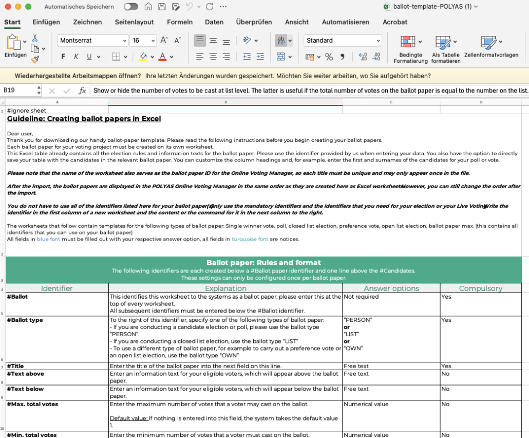 Create ballot papers.