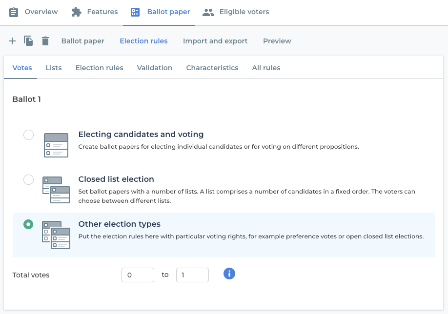 Choose the election type: Other election types.