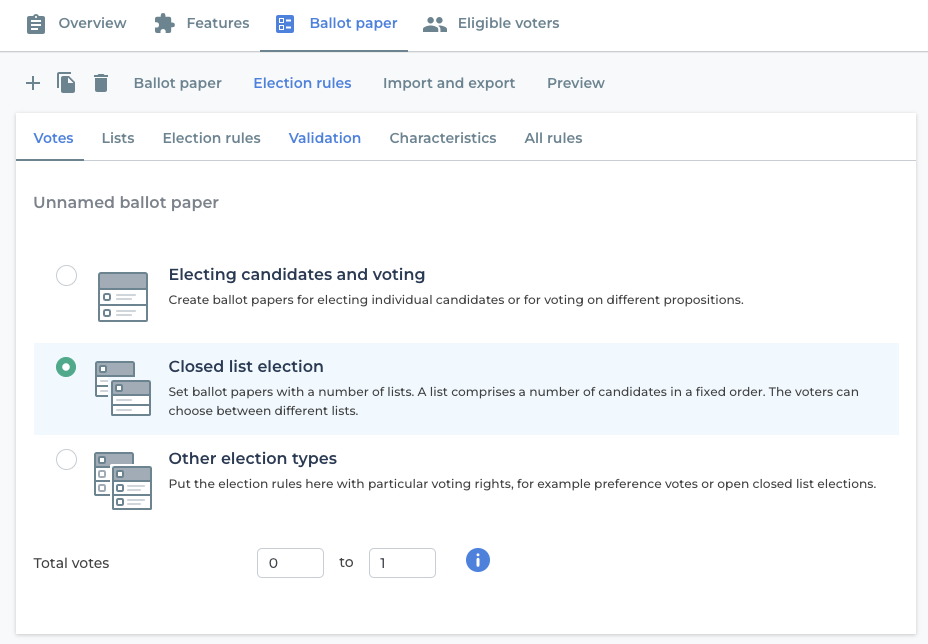 Election rules: List election.