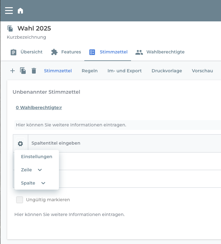 Der Weg hin zu den Detaileinstellungen.