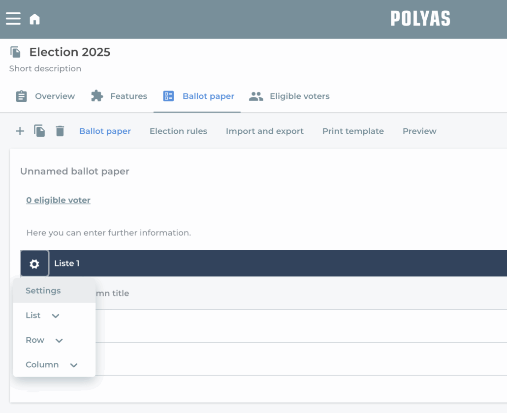 Access detailed settings at list level.