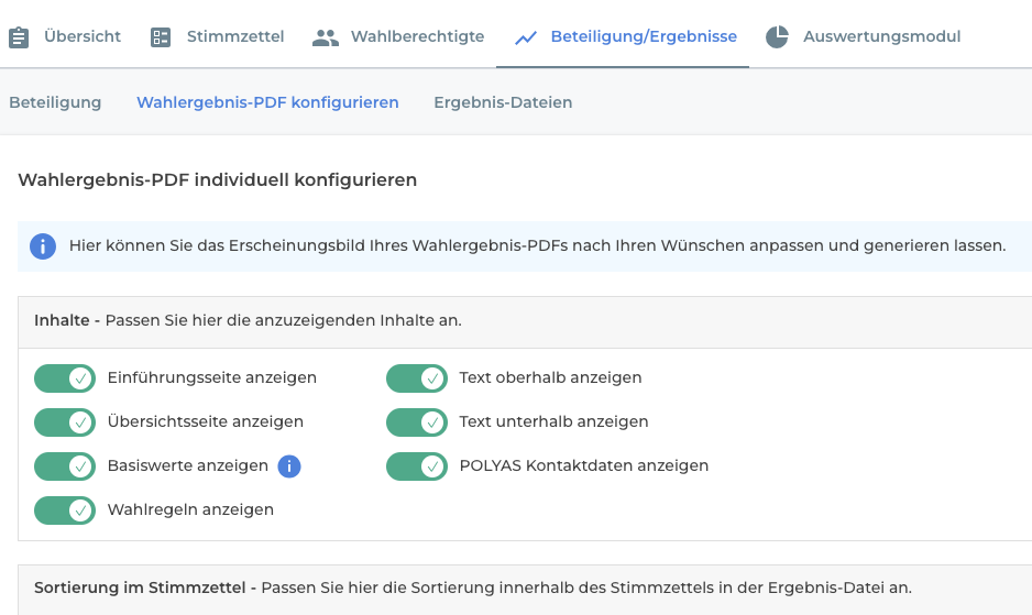 Ergebniskonfiguration im Online-Wahlmanager aufrufen.