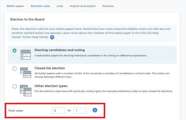 Configure total votes in the election rules.